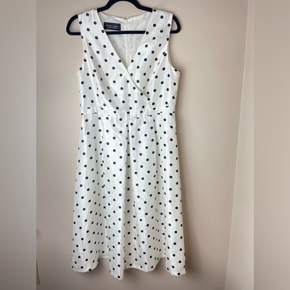 BLACK LABEL by EVAN PICONE DRESS Ivory/black POLKA DOTS size 8 - Picture 1 of 13